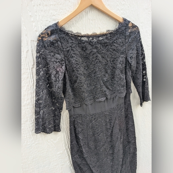 Boden Black Floral Lace 3/4 Sleeve Cocktail Formal Party Dress Size 2R - Picture 2 of 5